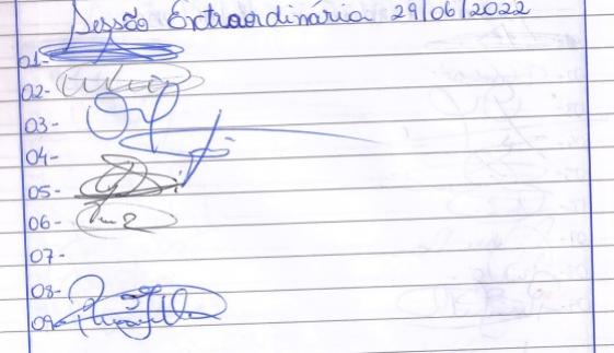 Lista de Presença dos vereadores 29 de junho 